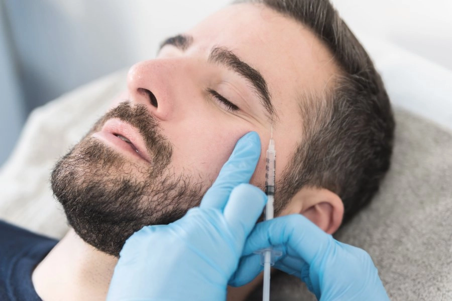 Botox gegen mimische Falten bei einem Mann